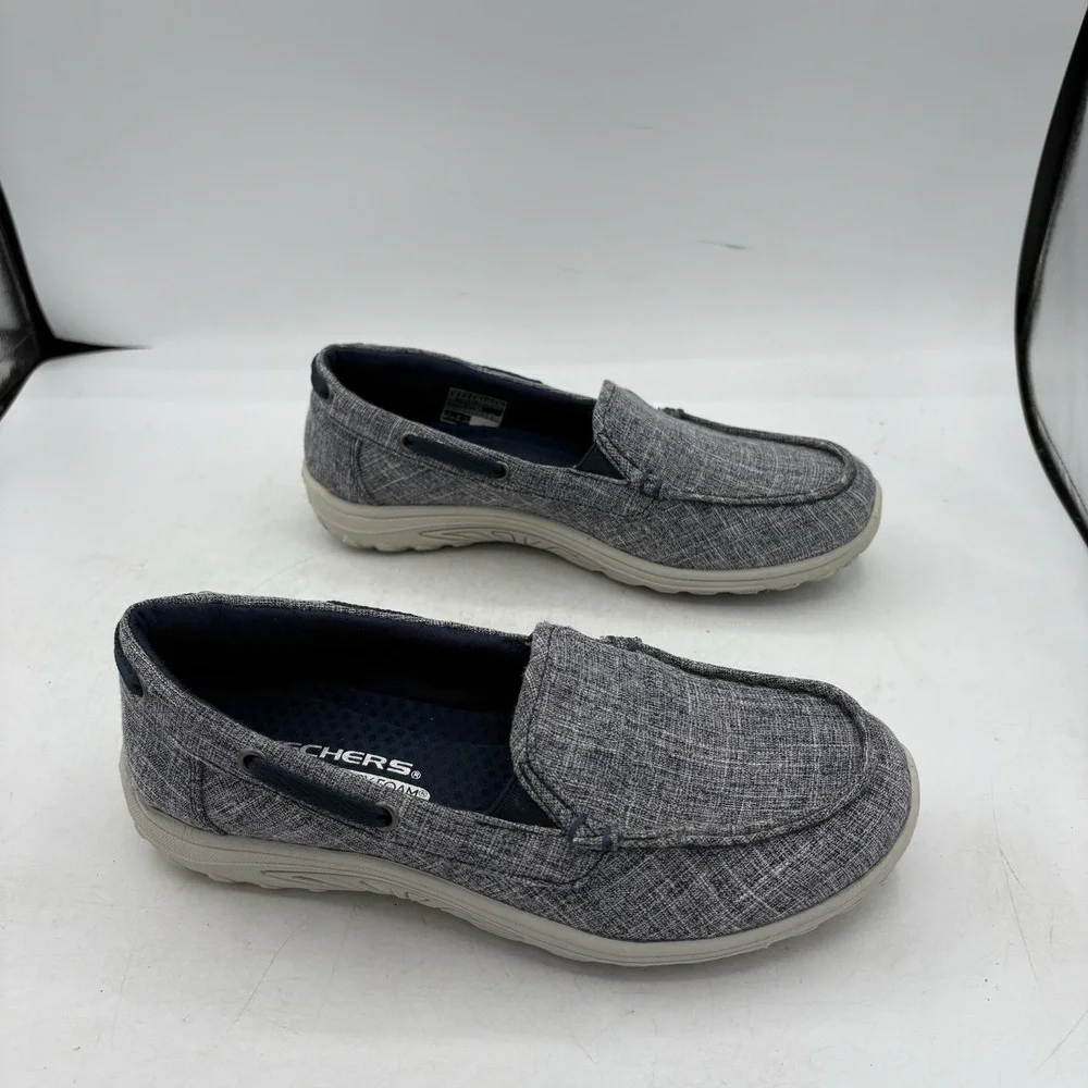 Skechers Boat Shoes Womens Size 6 Reggae Fest Goodnight Navy Blue Gray Slip On